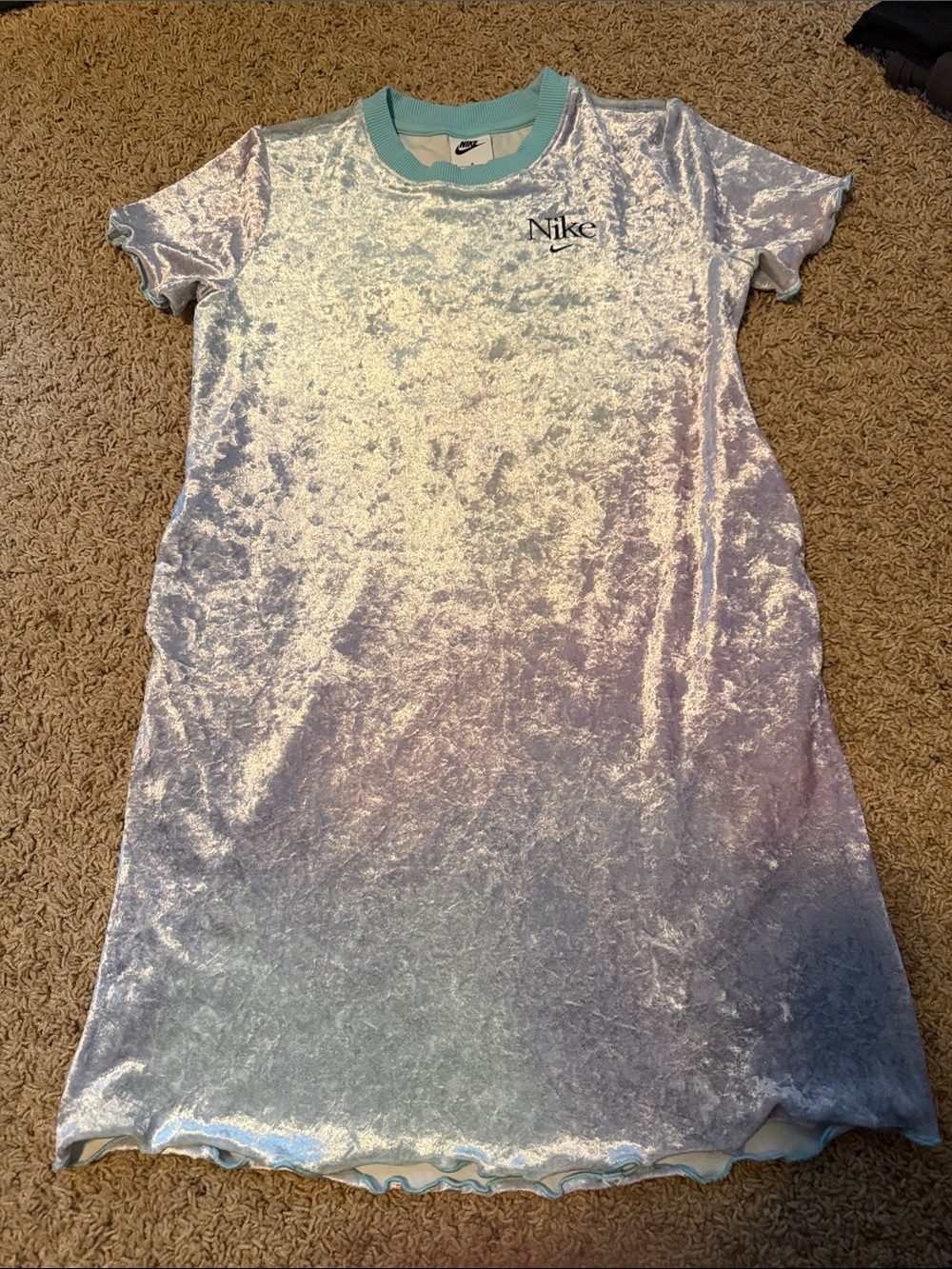 Nike Girls' Iridescent Crushed Velvet Dress with Mint Trim
